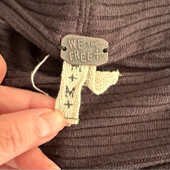 Free People sweater lover mock neck ribbed black thermal split back size medium - Picture 6 of 8